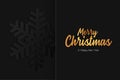 Merry Christmas and Happy New Year lettering vector illustration with snowflake on black background Royalty Free Stock Photo